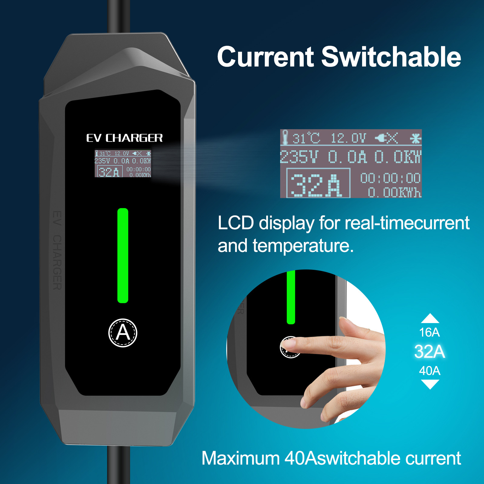 Cargador Portátil para Auto Eléctrico Tipo 2 | 3.5kW | 16A | Cable 5m | Uso Doméstico - Imagen 2