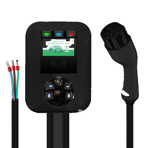 Cargador wallbox con pantalla tactil y conector Tipo 2