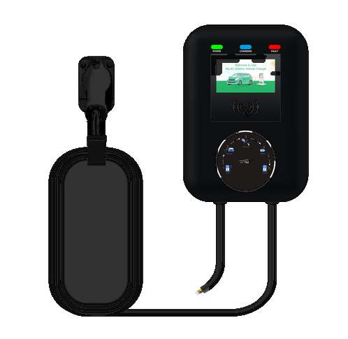 Cargador wallbox con pantalla tactil, version negra