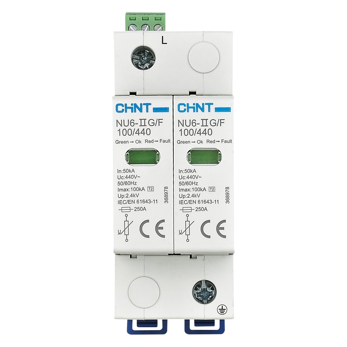 Descargador CHINT NU6-II G 1P+N frente