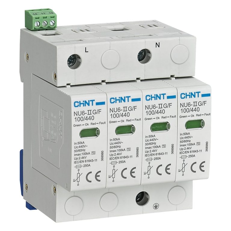 Descargador de Sobretensión CHINT NU6-II G 40 kA 275 V 3P+N Trifásico | NU6-IIG 40kA/275V 3P+N