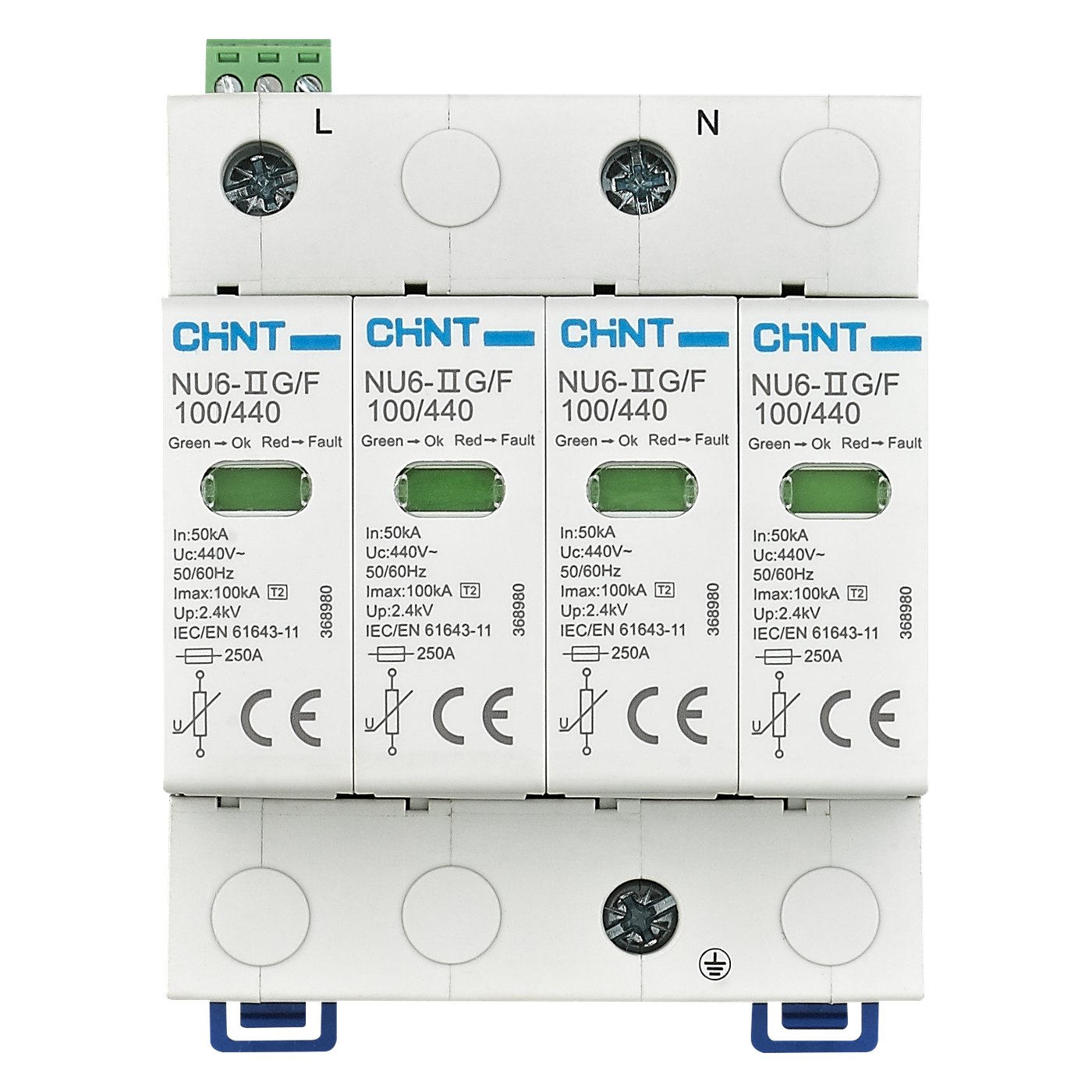 Descargador CHINT NU6-II G 3P+N frente